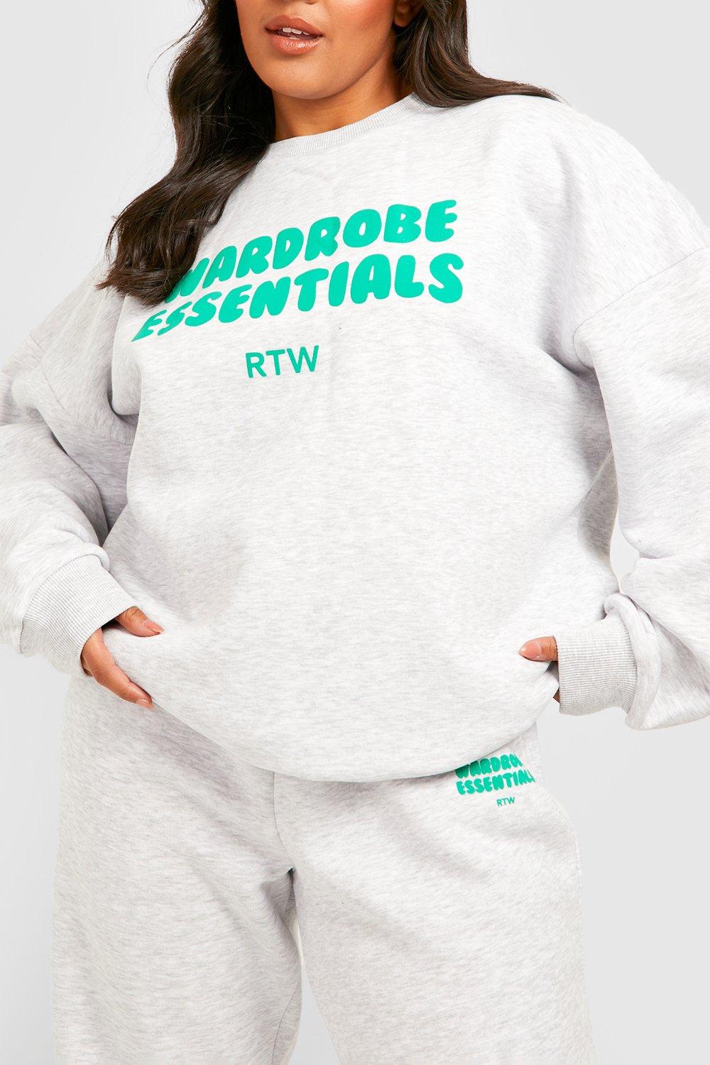 Plus Wardrobe Essentials Slogan Sweater Tracksuit