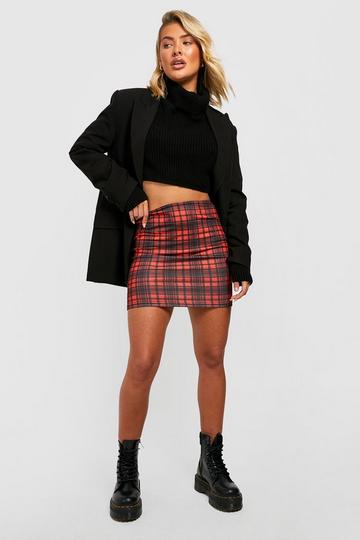 Tartan High Waisted Mini Skirt red