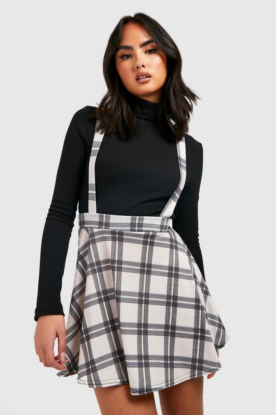 Stone Checked Pinafore Skater Skirt image number 1