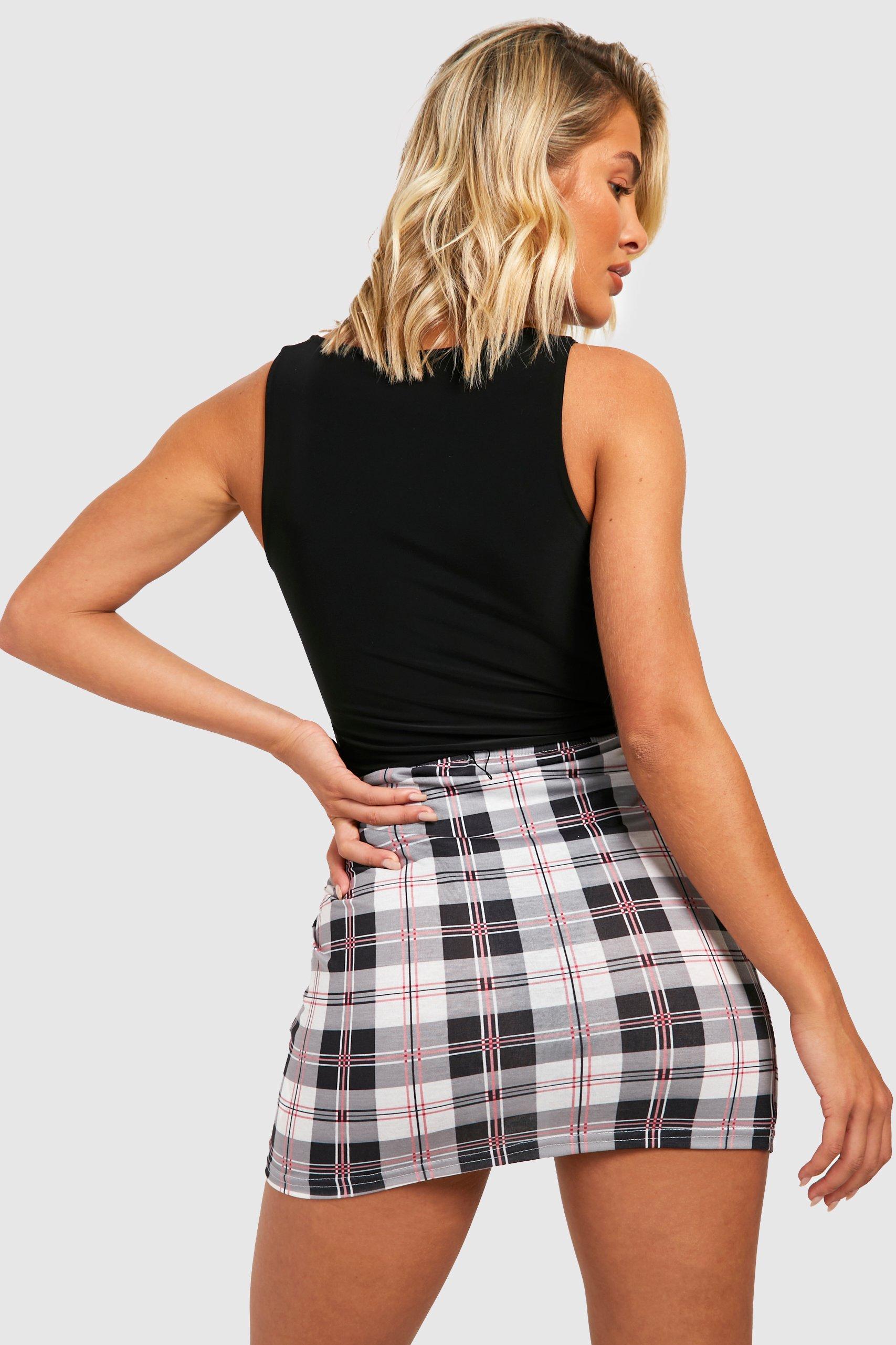 Black and white checkered skirt boohoo sale