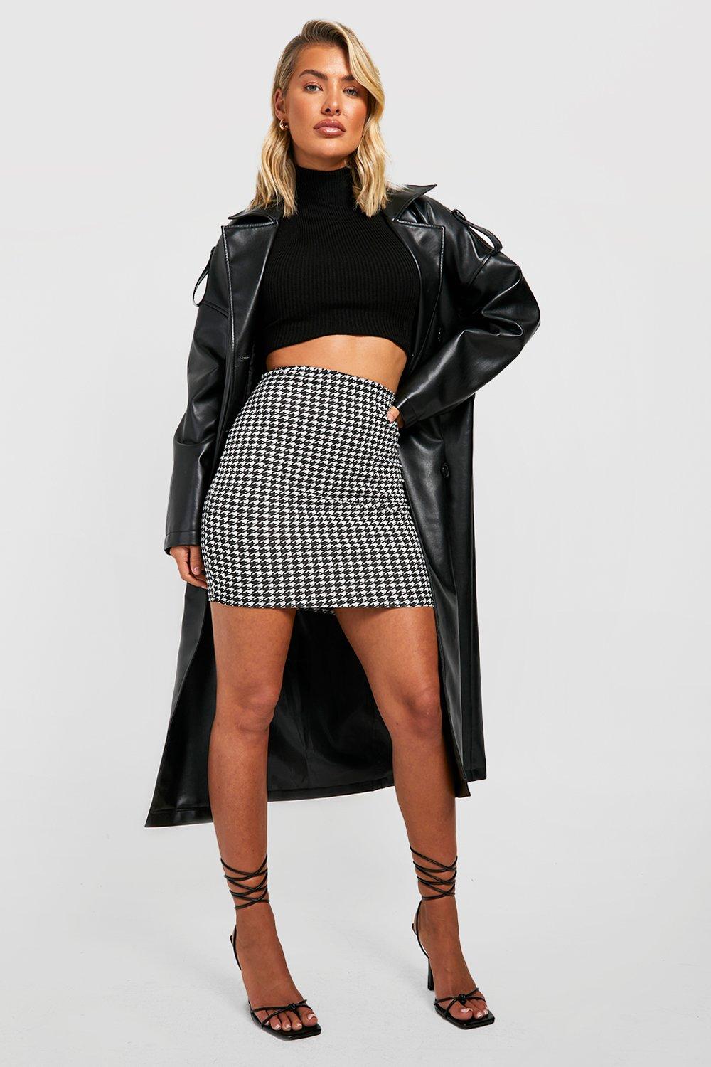 Houndstooth Check Mini Skirt