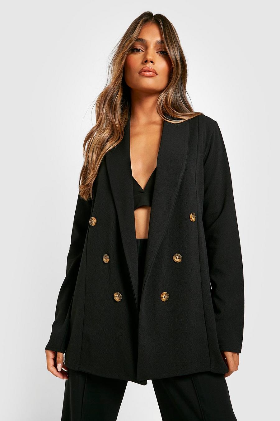 Black Basic Jersey Knit Relaxed Fit Blazer