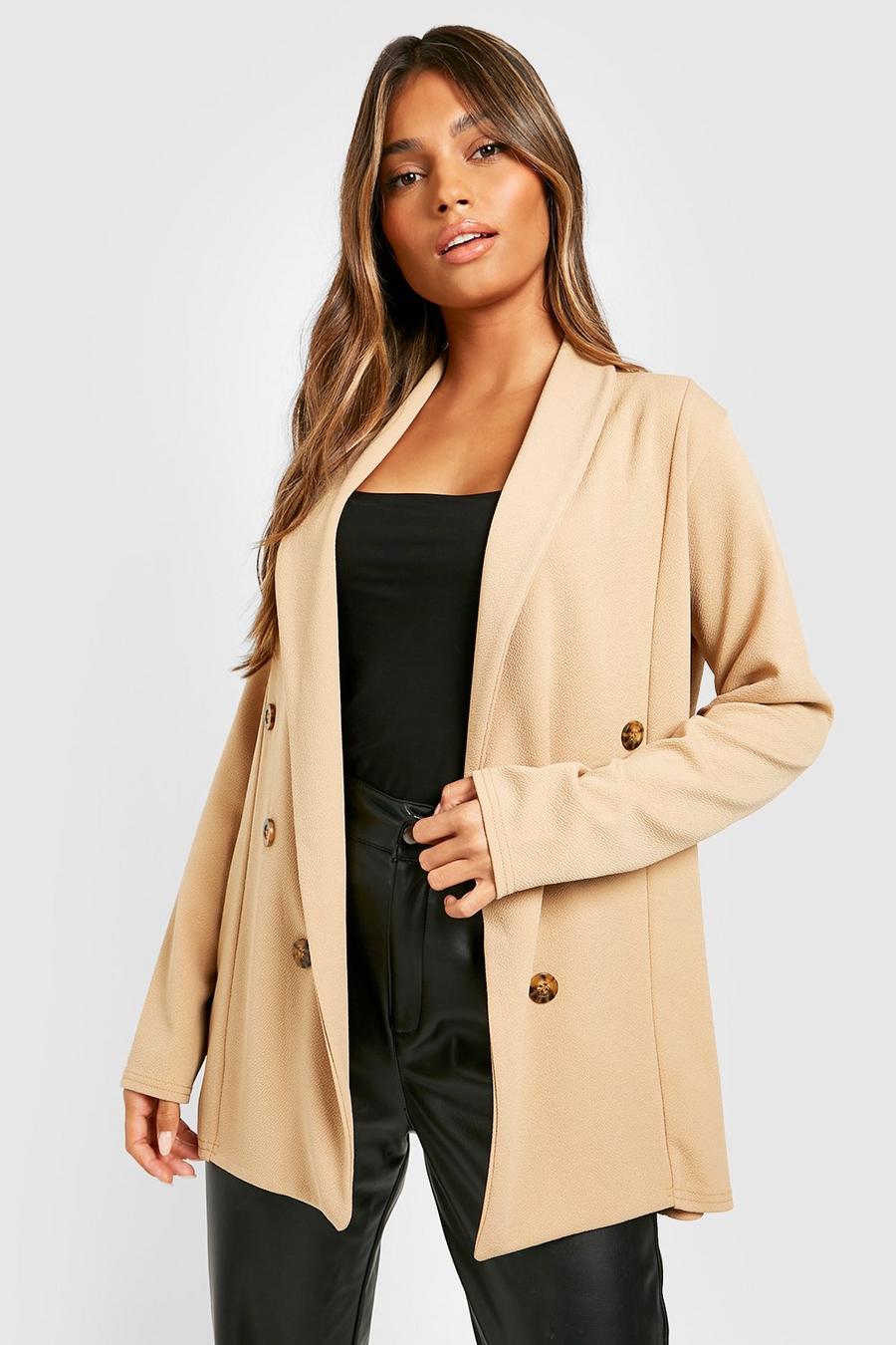 Camel Basic Jersey Knit Relaxed Fit Blazer image number 1