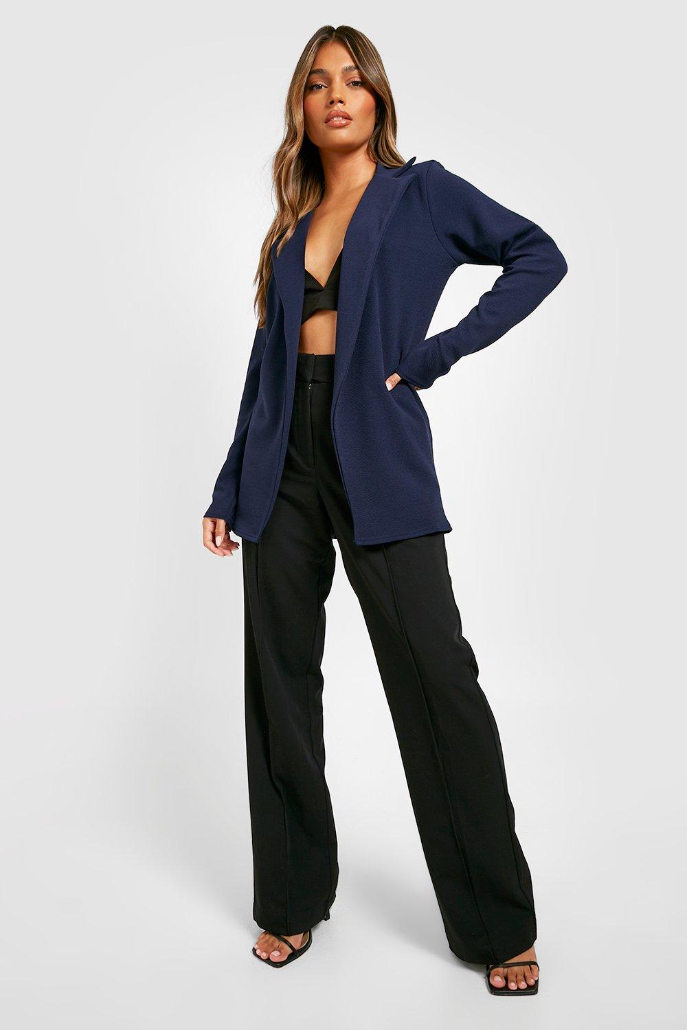 Tall Basic Jersey Knit Fitted Longline Blazer