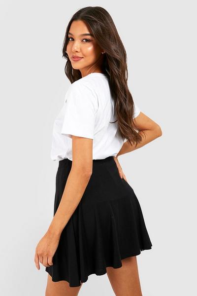 boohoo black Basic Solid Black High Waisted Flippy Skirt
