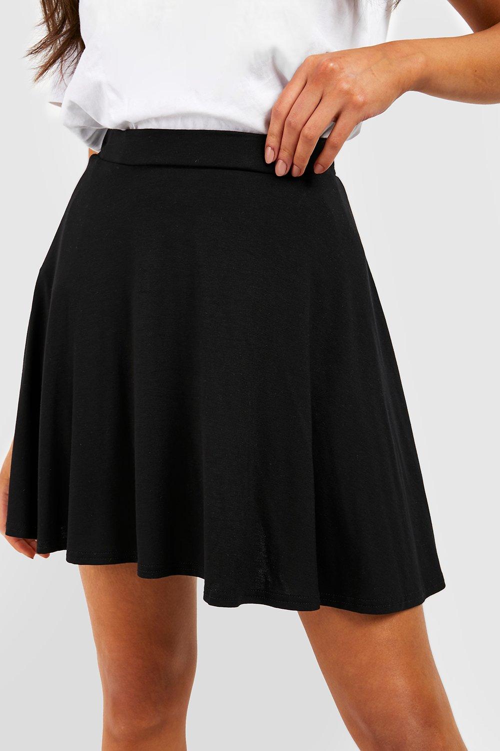 Basic Solid Black High Waisted Flippy Skirt