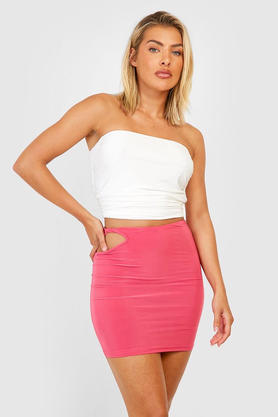 Hot pink Slinky High Waisted Cut Out Mini Skirt image number 1