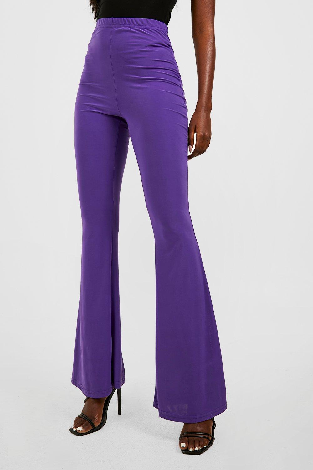 Purple Bell Bottoms Pants for Women, Flared Pants Women, High