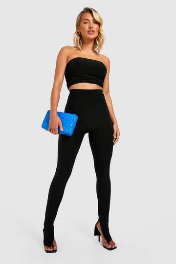 Strakke High Waist Leggings Met Split black