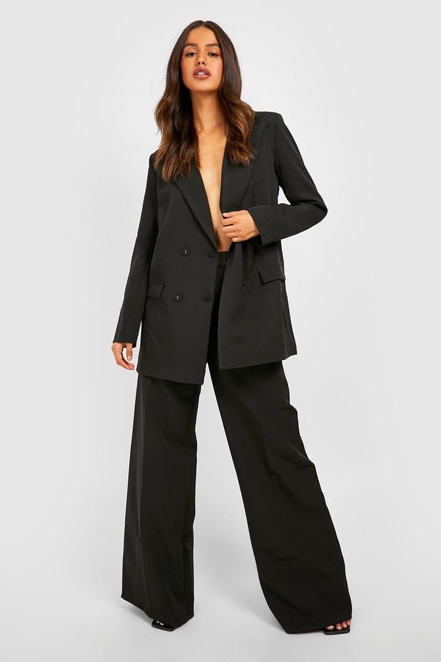 Black Tailored Wide Leg Trousers  image number 1