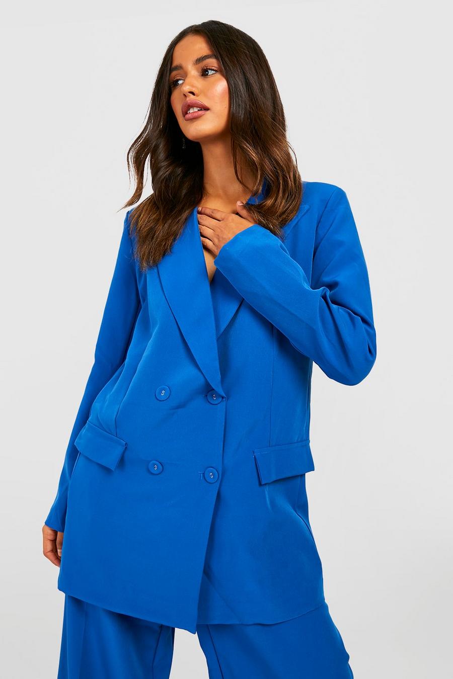 Cobalt blue Tailored Double Breasted Oversized Blazer
