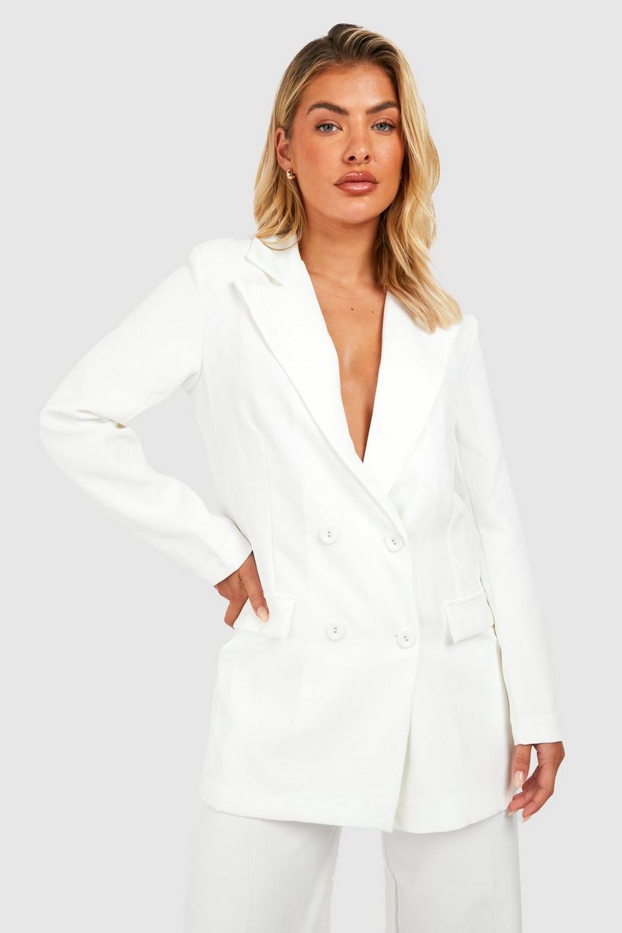 Ecru Tailored Double Breasted Oversized Blazer image number 1