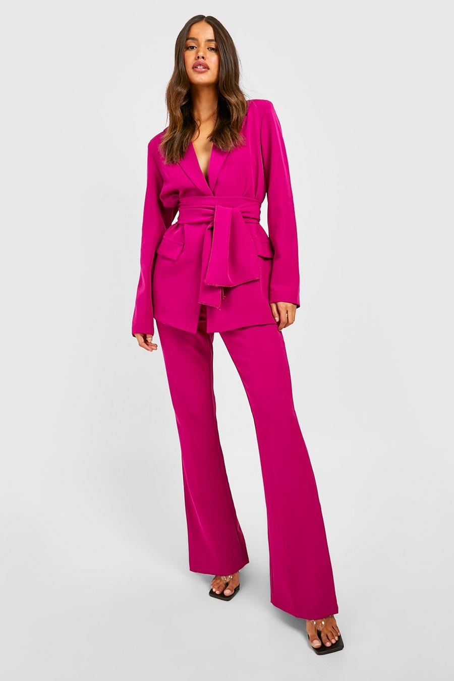 Magenta Tailored Fit & Flare Pants image number 1