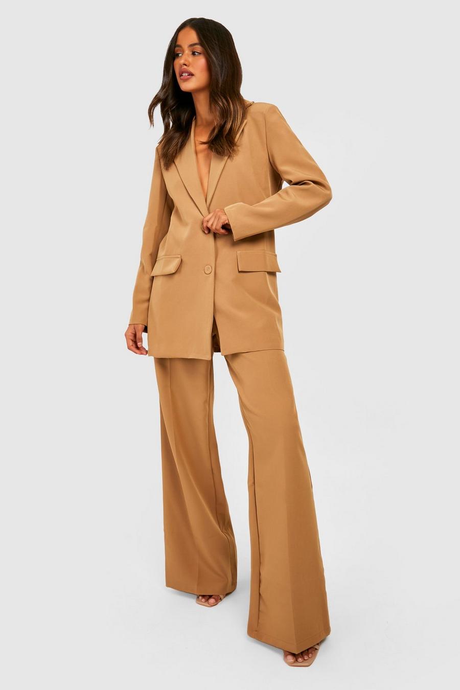 Camel Tailored Slouchy Fit Wide Leg Trousers image number 1