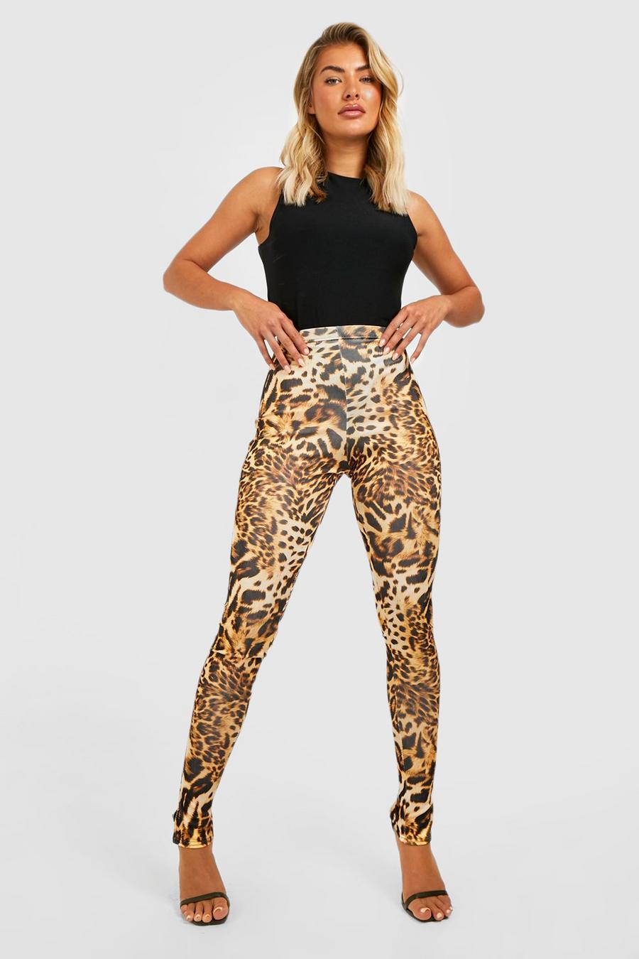 Animal Acetate Slinky Split Hem Leggings image number 1