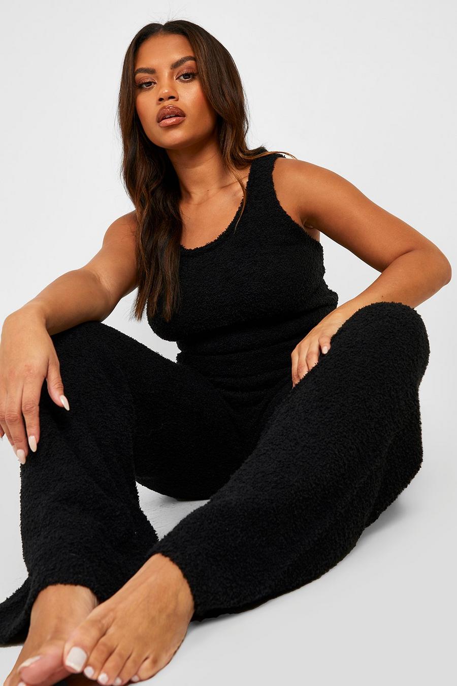 Black Plus Premium Fluffy Knitted Trousers image number 1