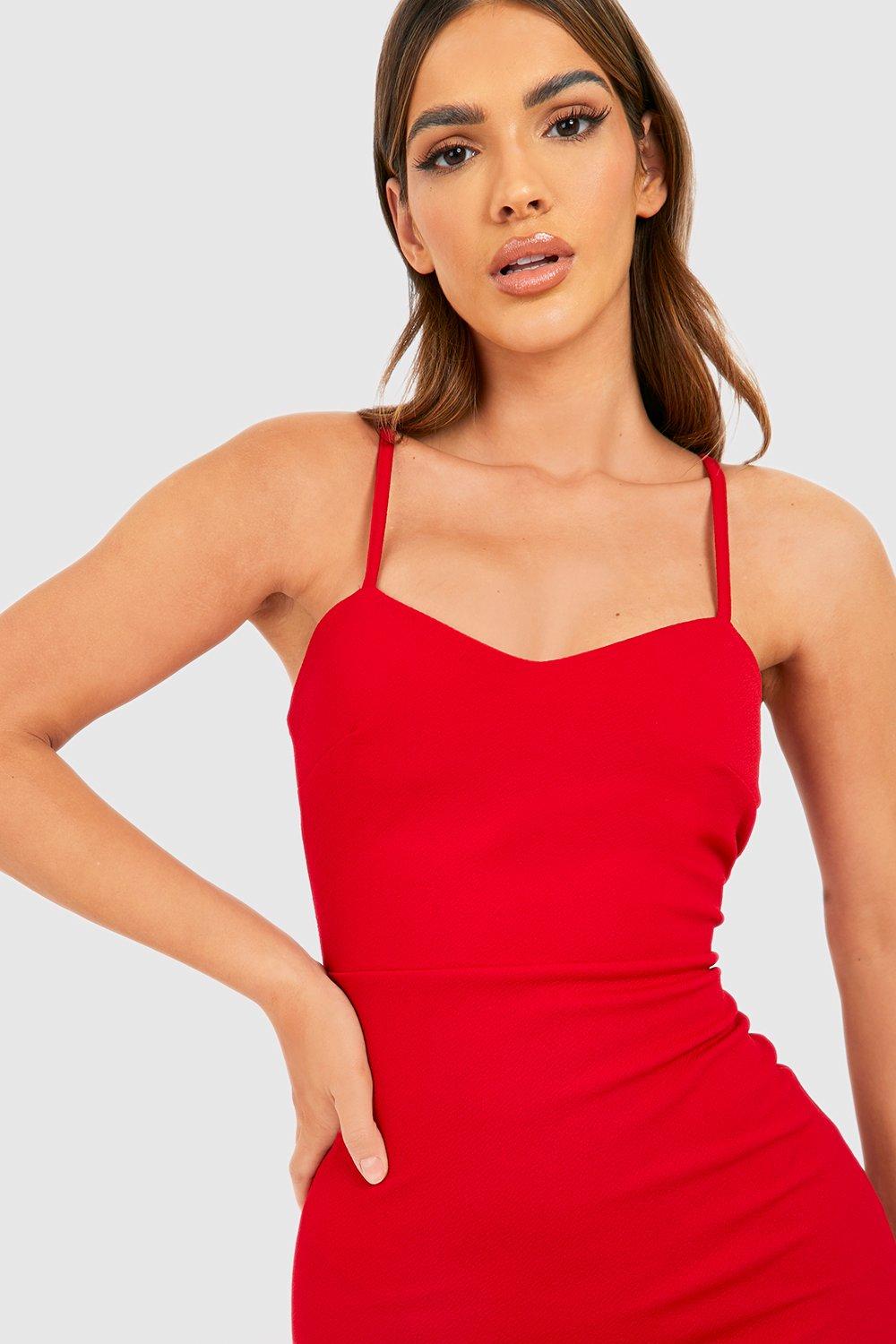 Frill Hem Strappy Midi Dress boohoo