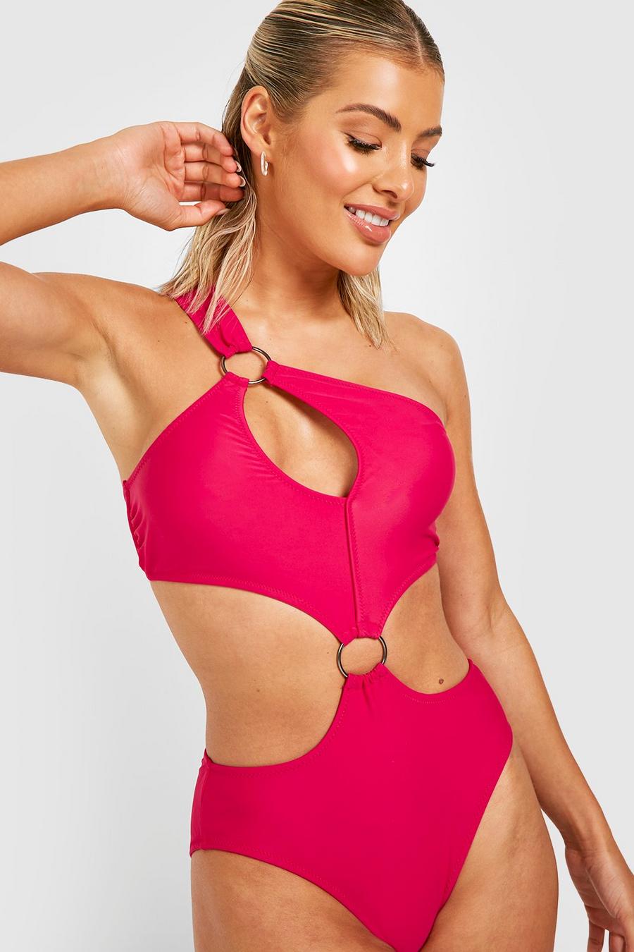 Fuchsia O Ring Cut Out Swimsuit image number 1