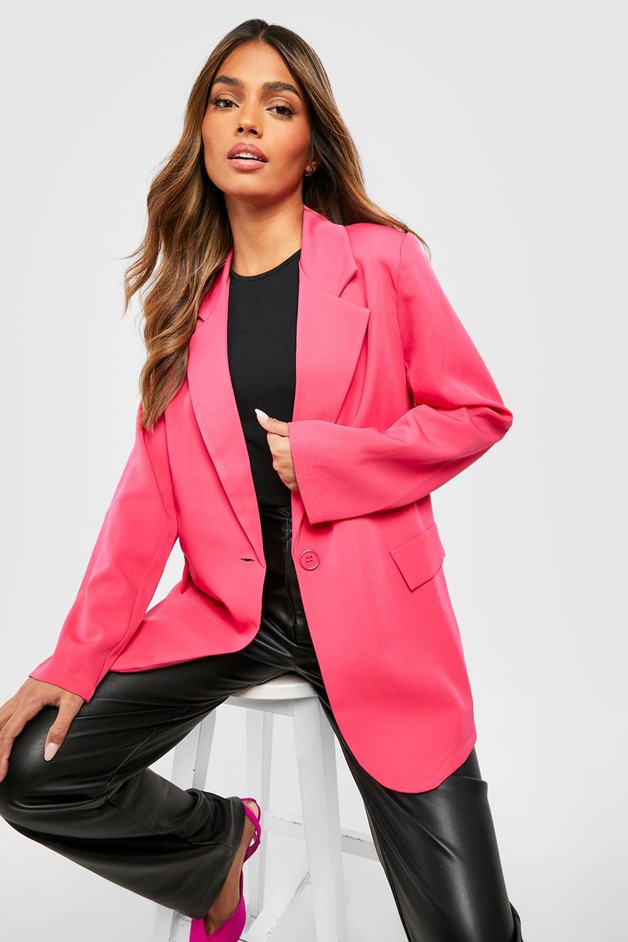 Hot pink Basic Woven Relaxed Fit Blazer image number 1