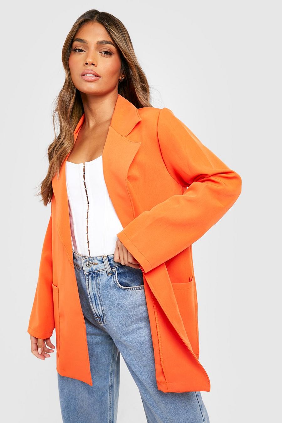 Orange Basic Woven Pocket Detail Relaxed Fit Blazer image number 1