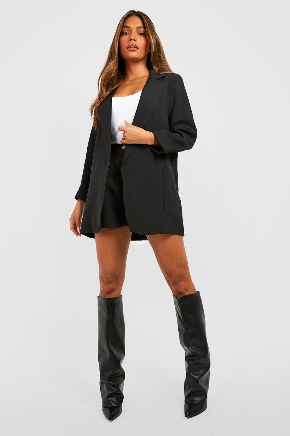 Basic Woven Turn Cuff Relaxed Fit Blazer
