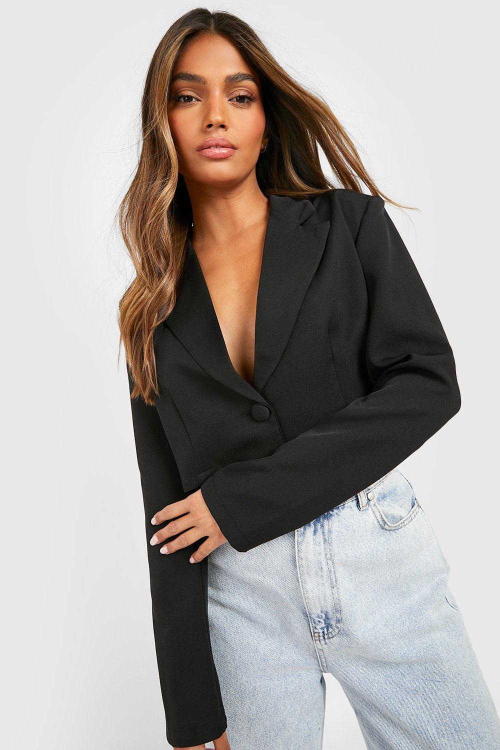 Cropped fitted blazer hotsell