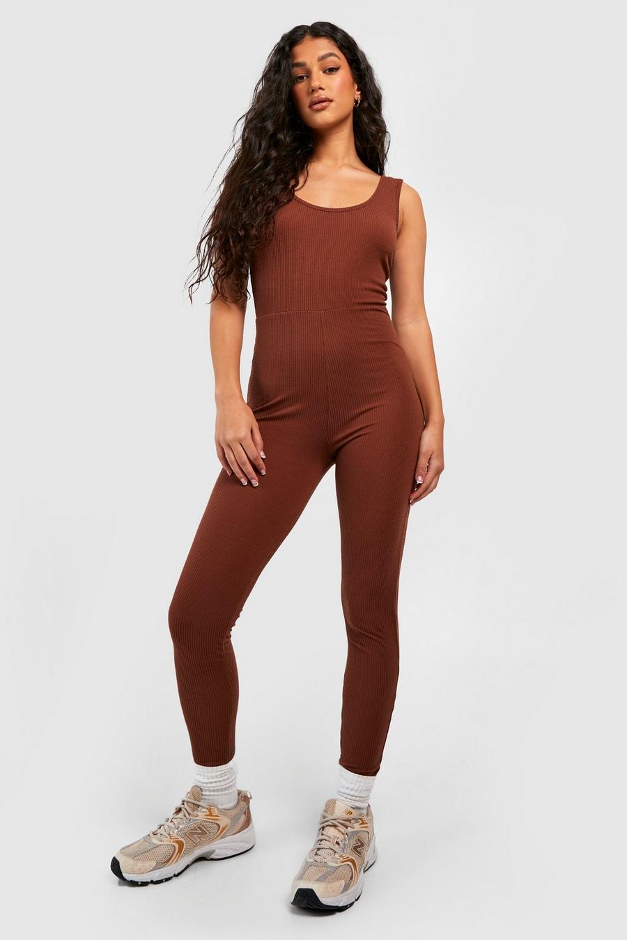 Chocolate brown Basic Sleeveless Scoop Neck Jumpsuit image number 1