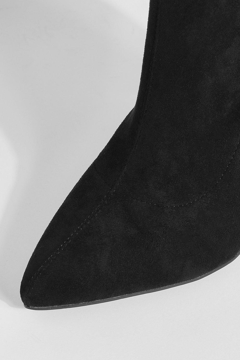 Wide Fit High Block Heel Pointed Toe Over The Knee Boots