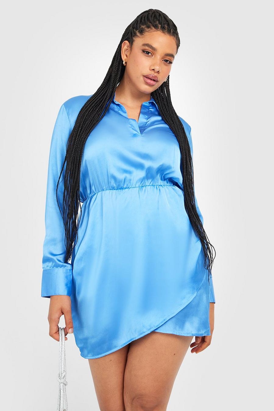 Cobalt bleu The Plus Satin Mini Wrap Dress
