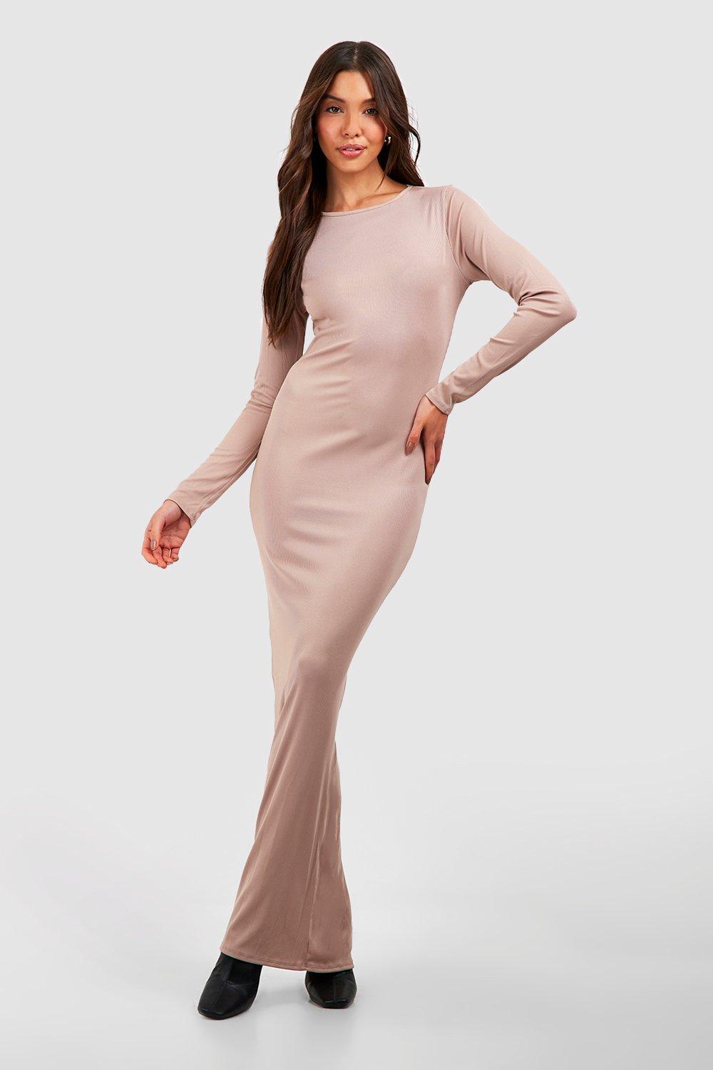 Contour Rib Long Sleeve Maxi Dress