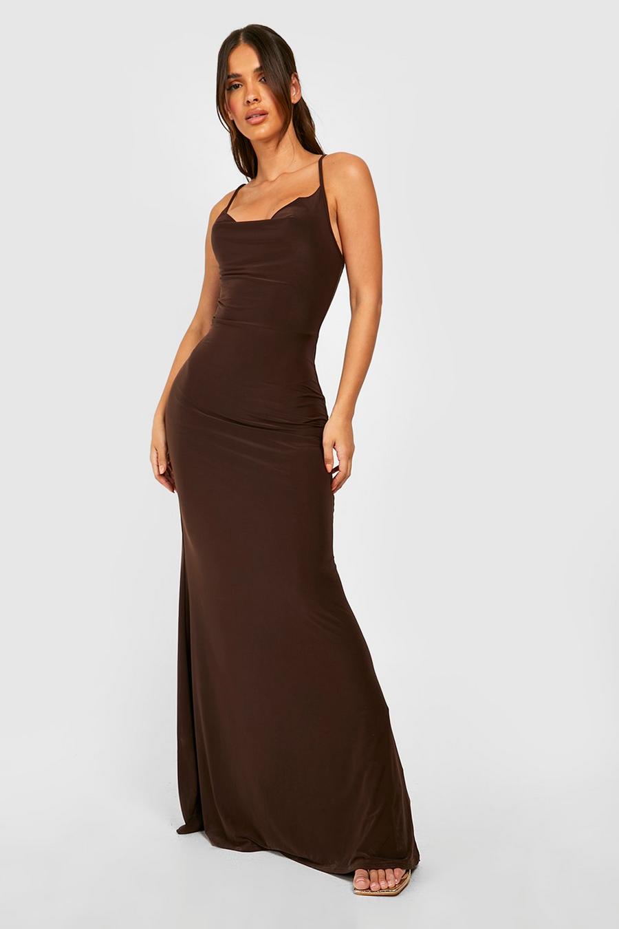 Chocolate Cowl Neck Maxi Dress image number 1