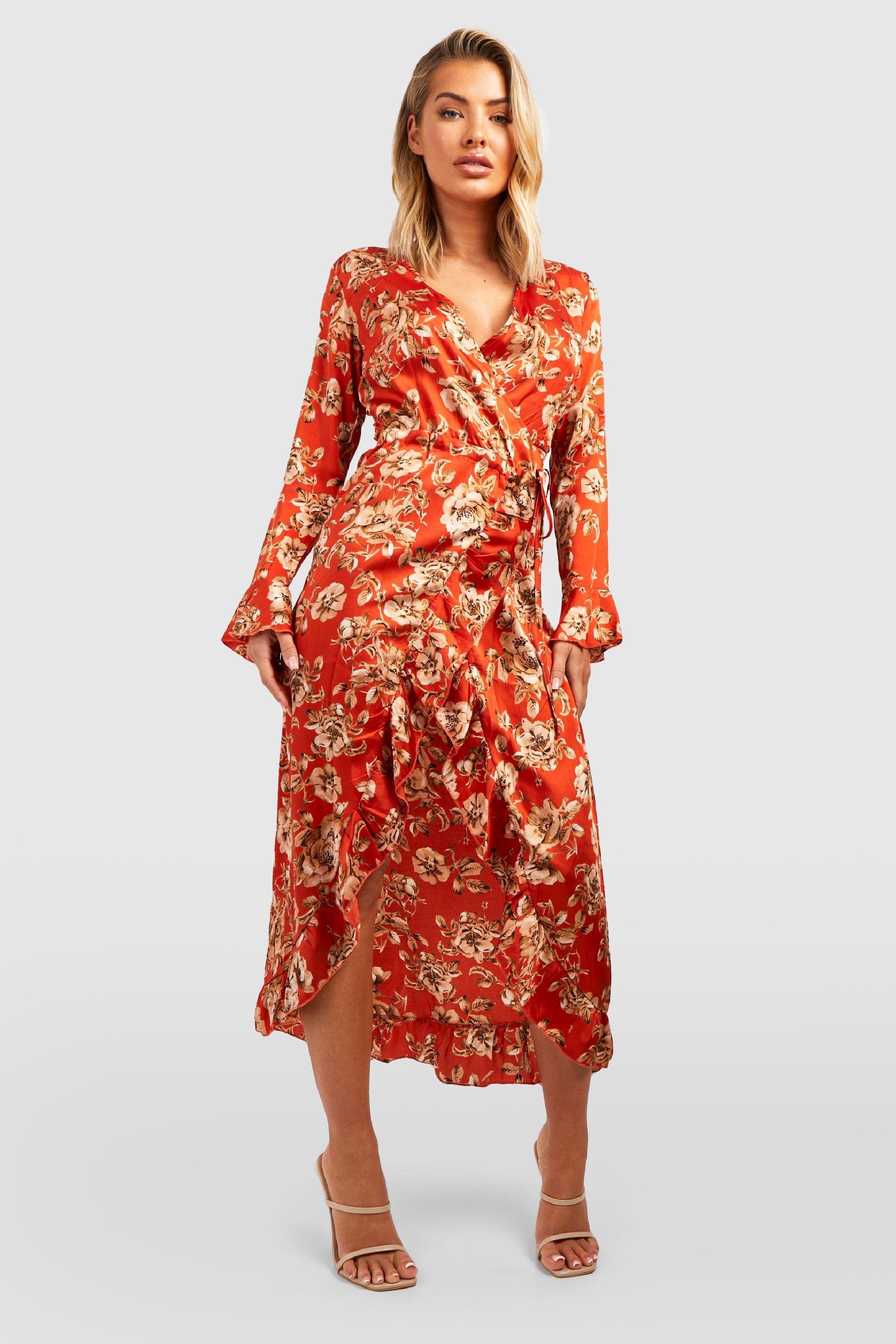 Garden ruffle wrap store dress