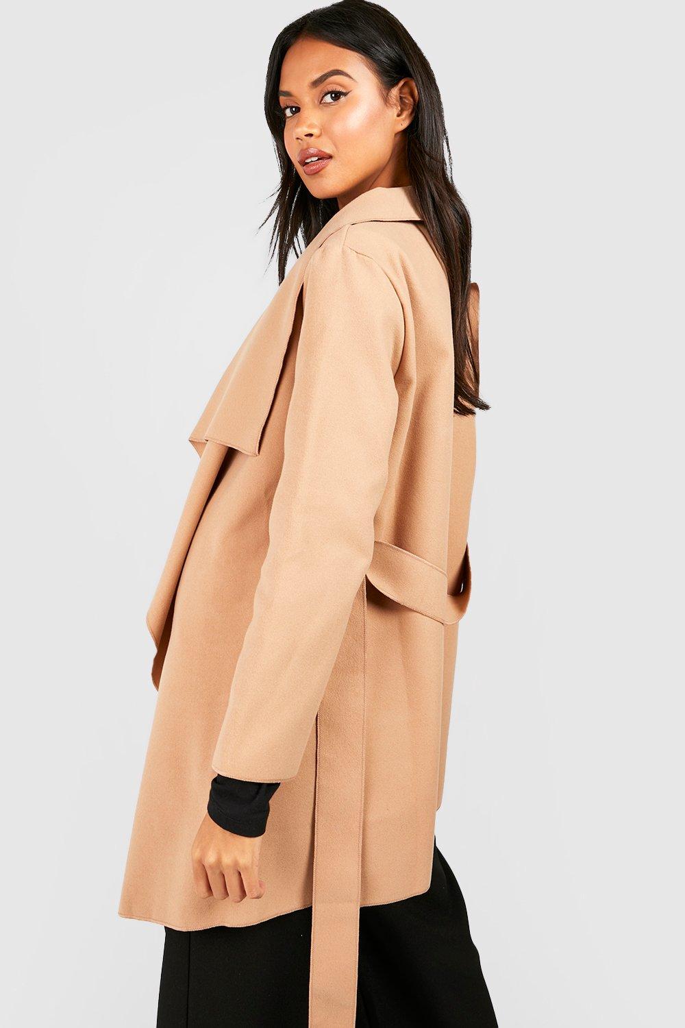 Boohoo belted hotsell waterfall coat