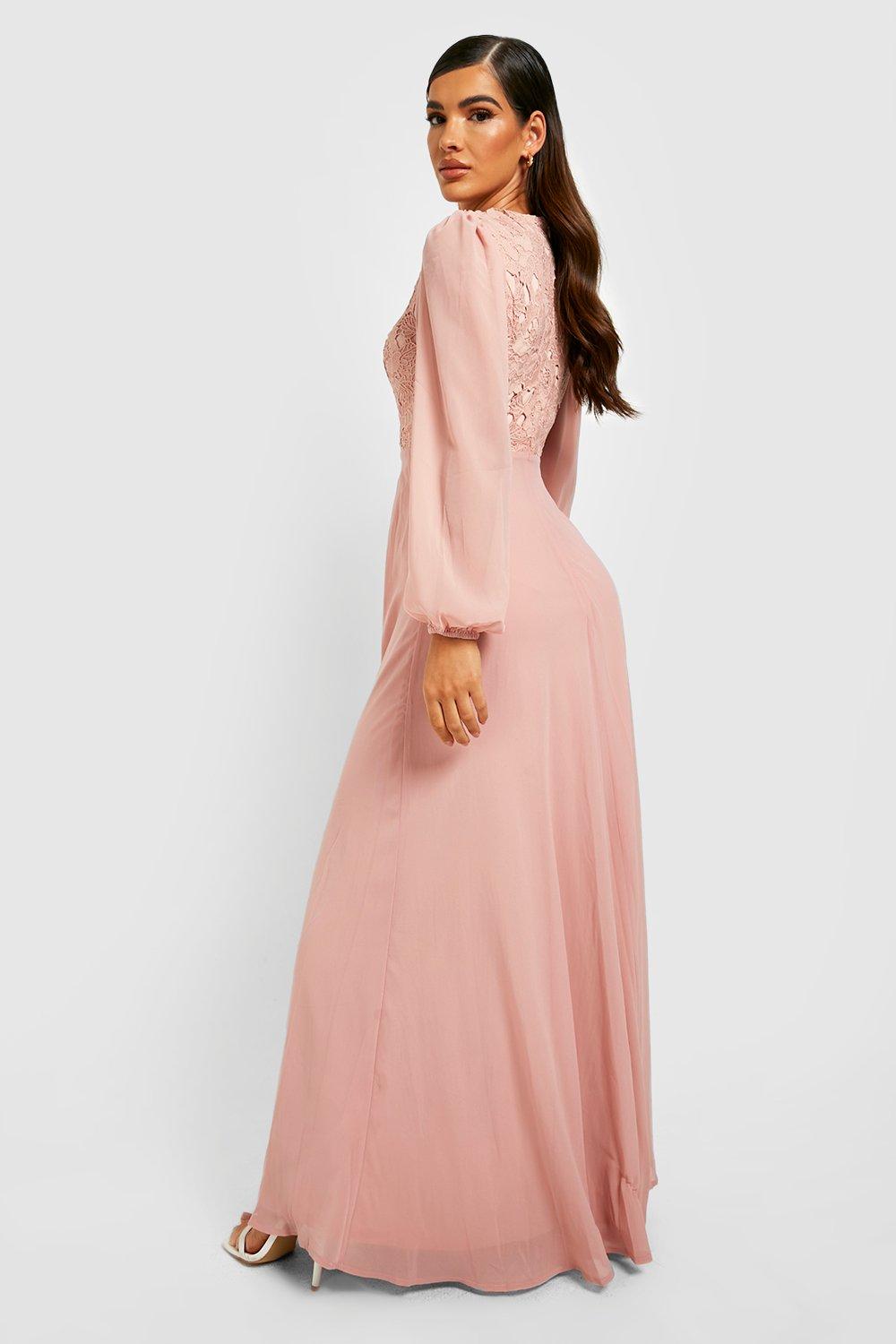 Lace pink maxi outlet dress