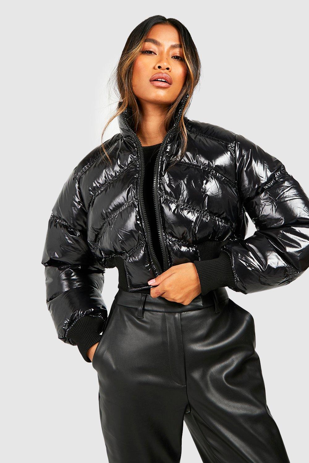 Boohoo cropped puffer jacket best sale