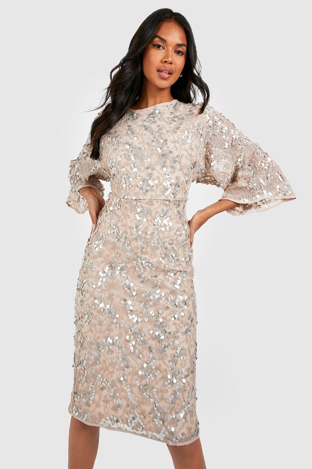 Sequin lace midi dress sale