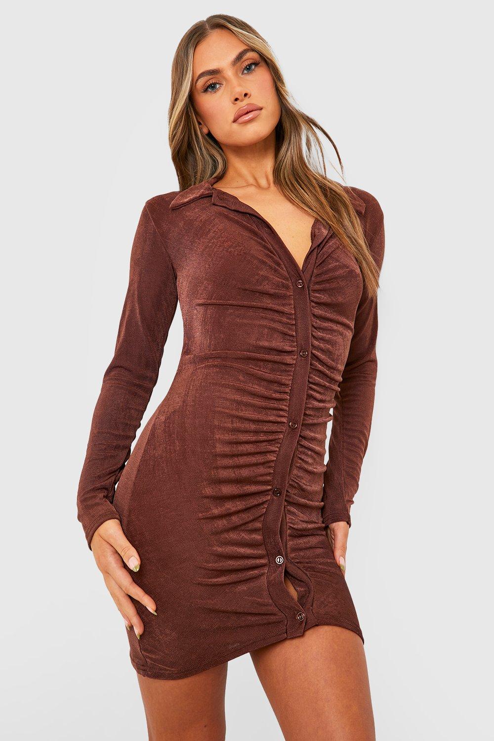 Boohoo suede hot sale dress