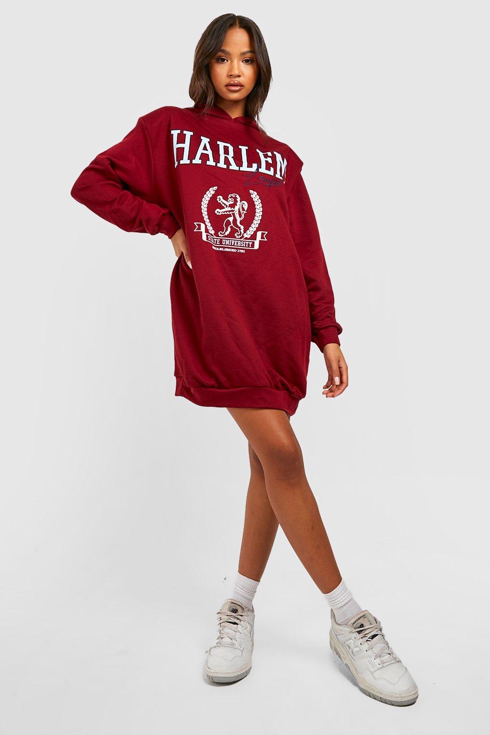 Oversized Harlem Shoulder Pad Hoodie Dress boohoo USA