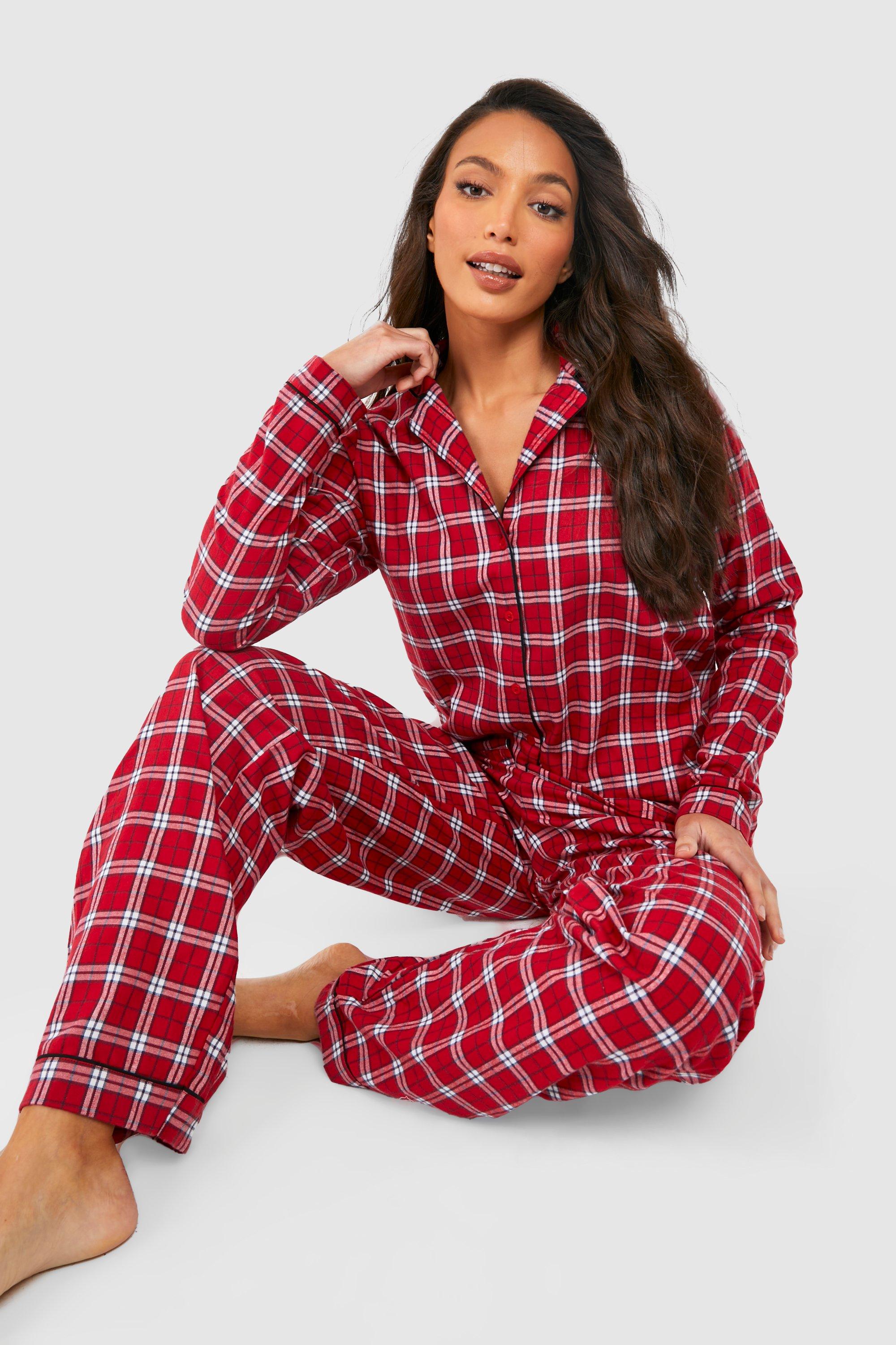 Tall Flannel Check Print Christmas Pyjamas Trouser Set
