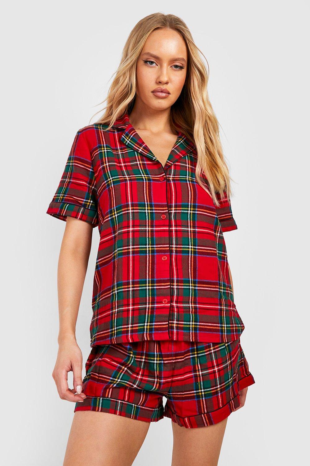 Tall Flannel Print Pajamas Shorts Set