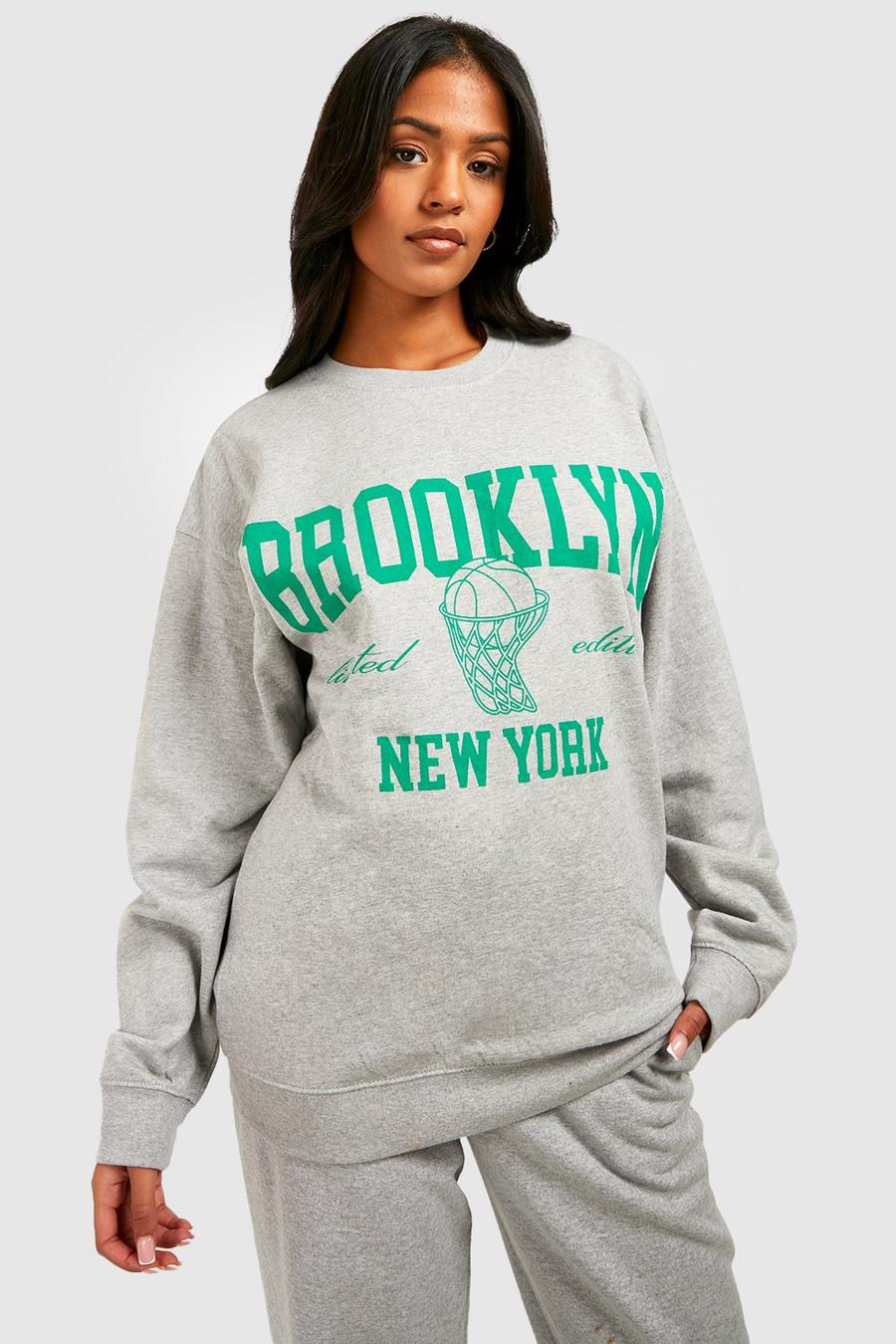Grey Tall Brooklyn Print Sweatshirt image number 1