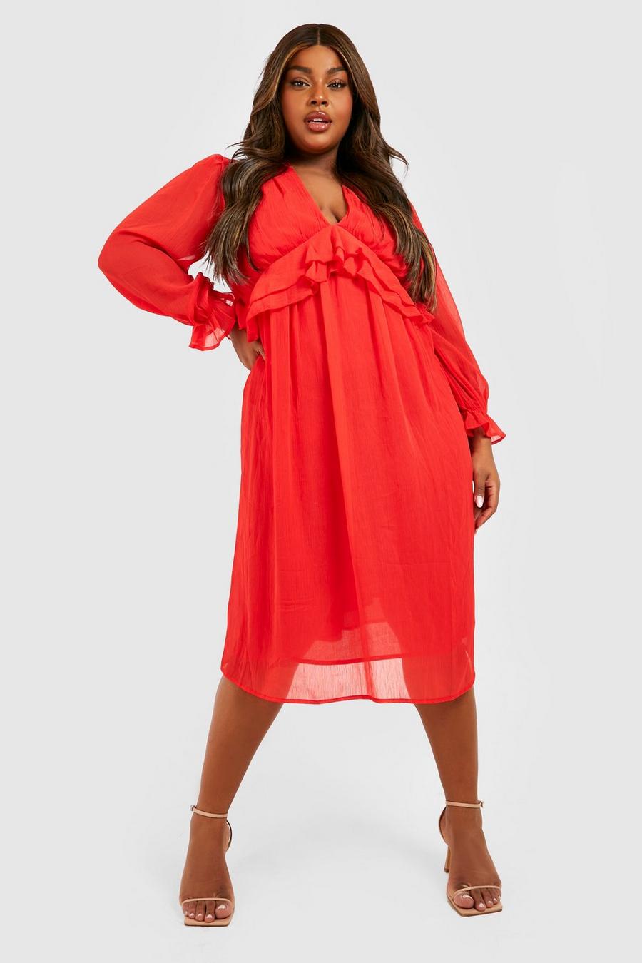 Grande taille - Robe patineuse imprimée, Red rouge