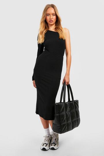 Tall Knitted Rib Split Front Mix And Match Midi Skirt black