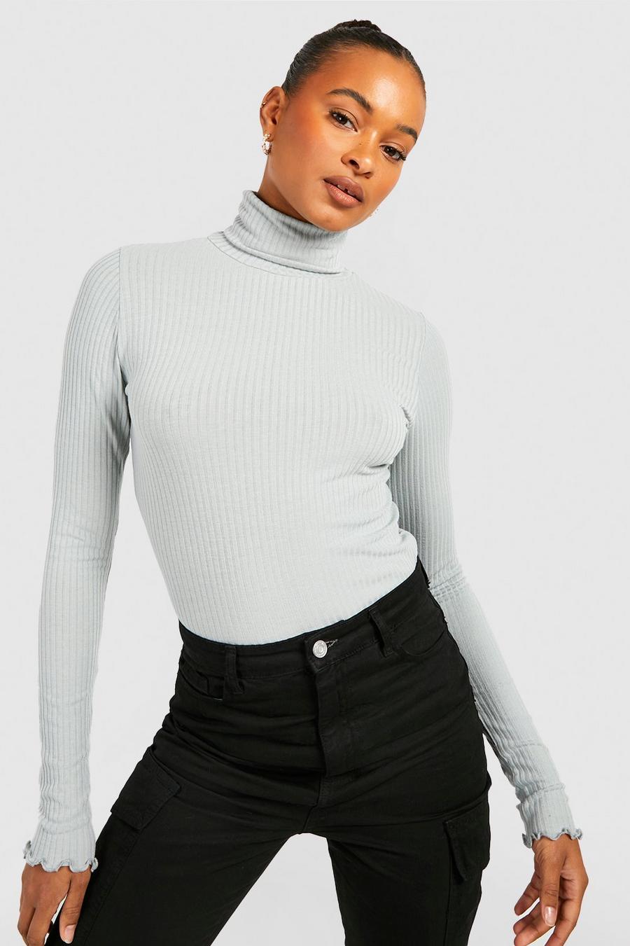 Sage Tall Roll Neck Soft Rib Longsleeve Top image number 1