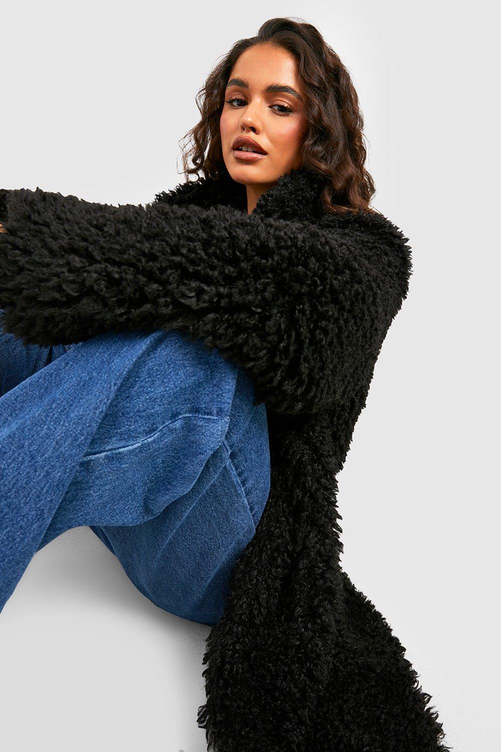 Boohoo shaggy faux fur coat best sale