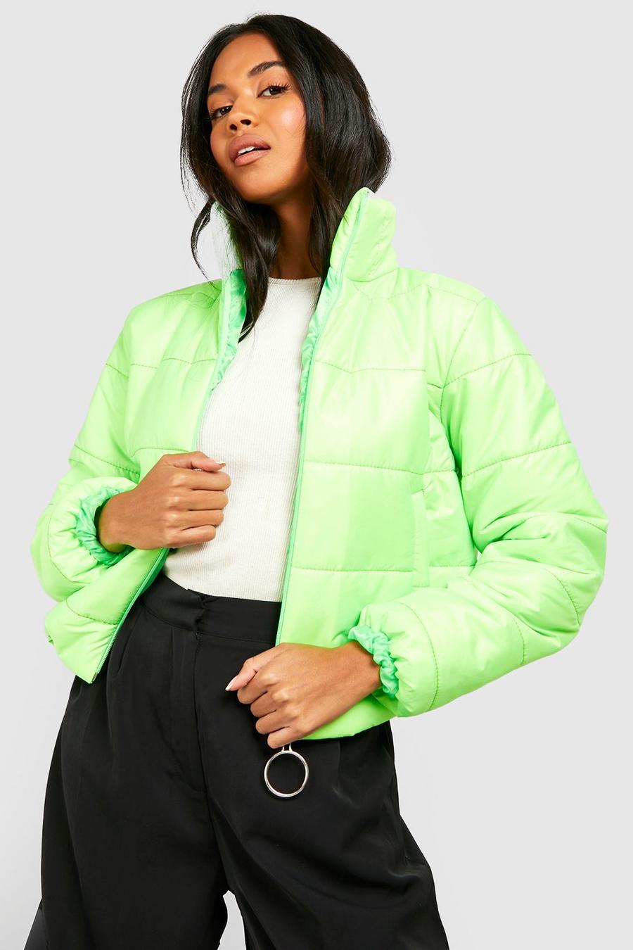 Lime green Funnel Neck Puffer Jacket