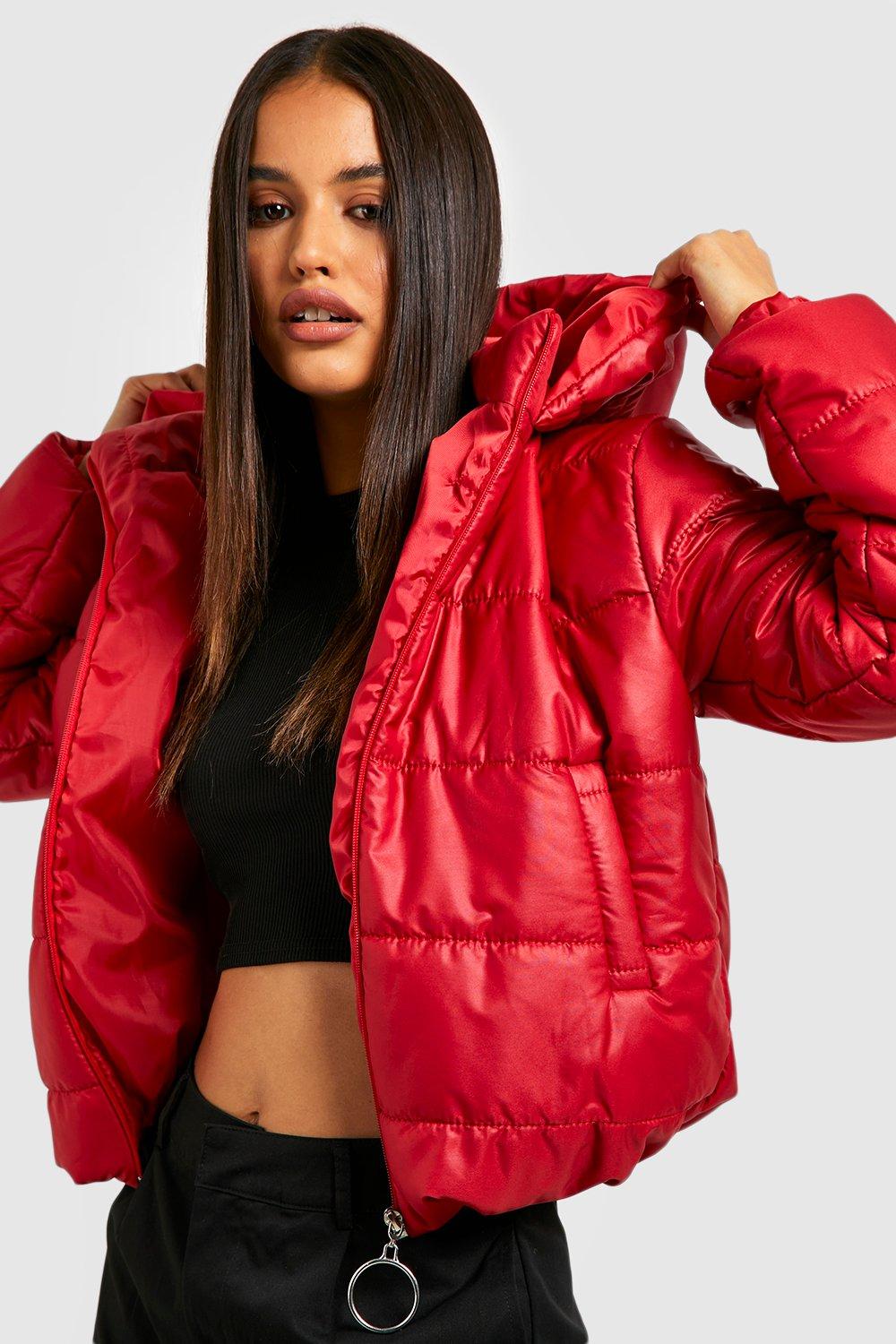 Boohoo red hot sale puffer jacket