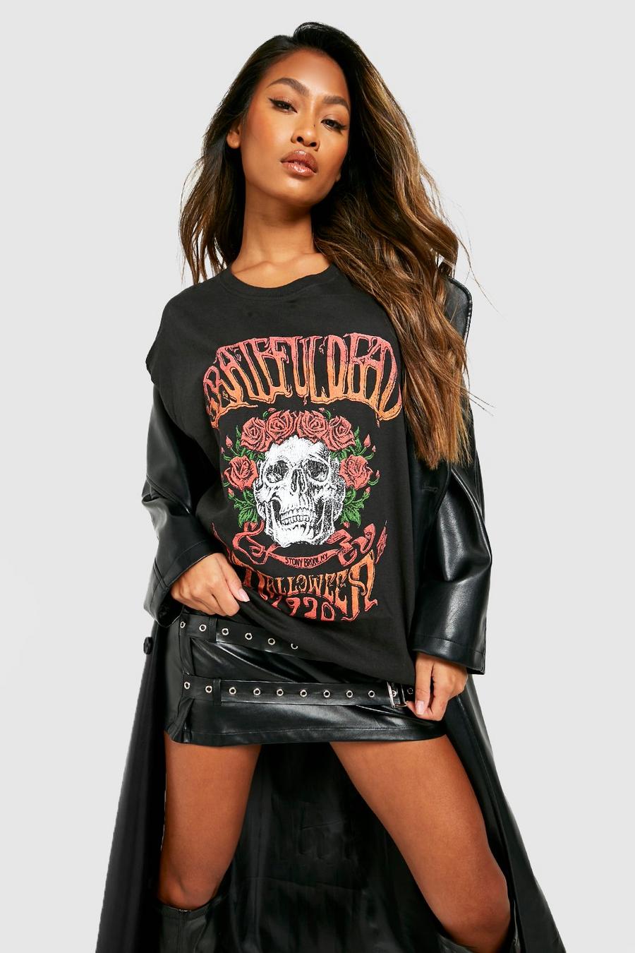 Black Grateful Dead Halloween Band T-shirt image number 1