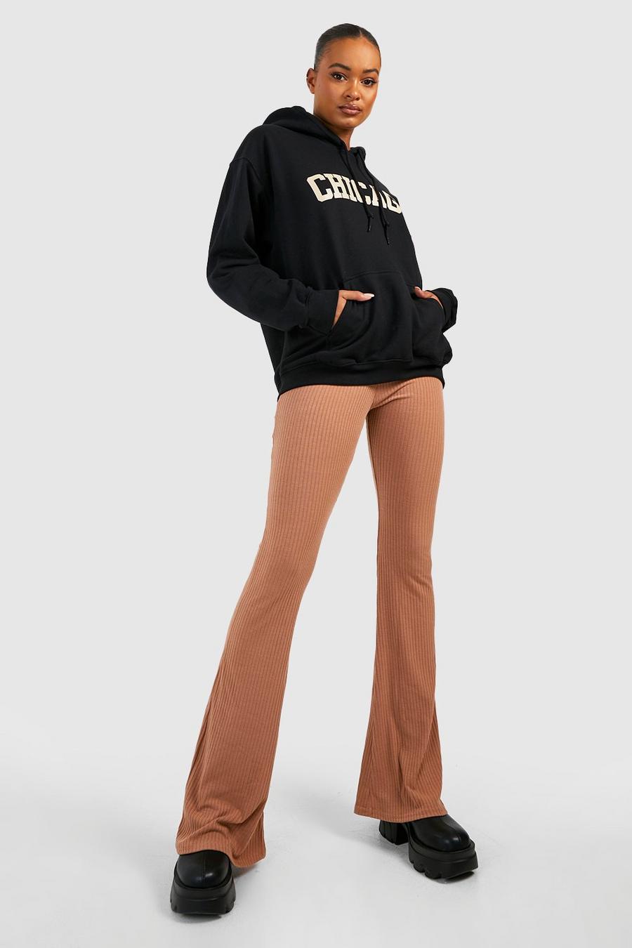Stone beige Tall Knitted Rib Mix And Match Flare Pants