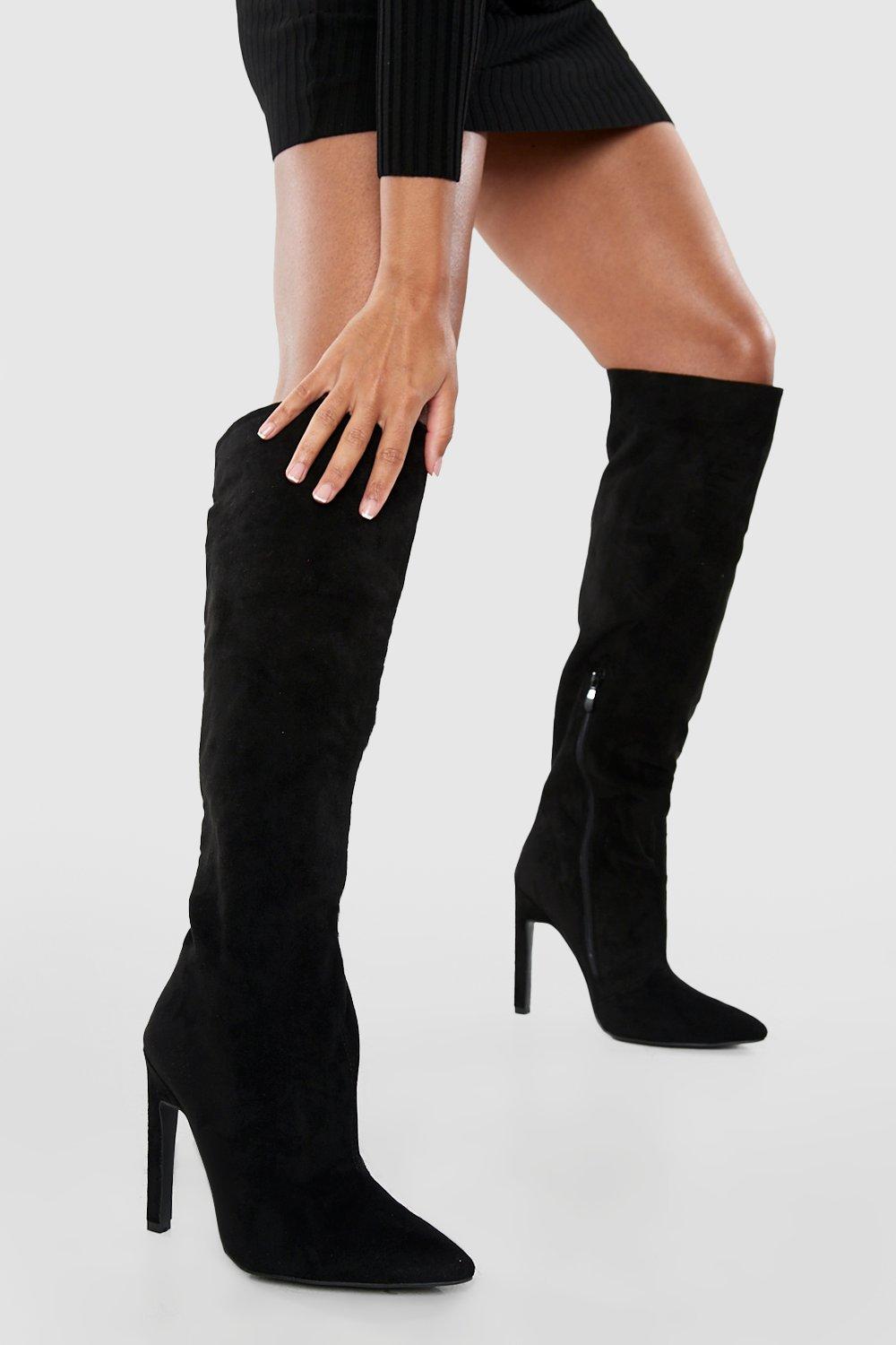 Black skinny 2025 knee high boots